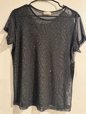 Frankee and Skylarr Plus Black Sheer Short-Sleeve Top NWT Size 1X
